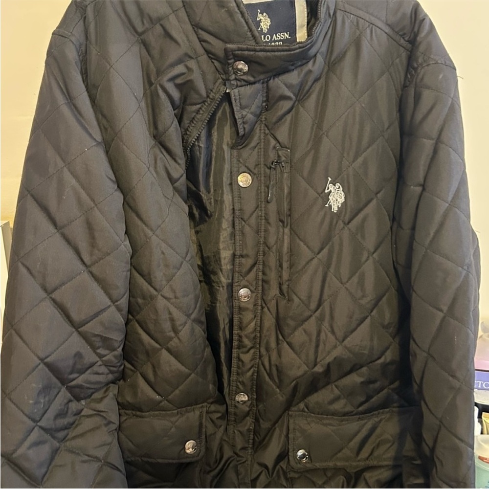 Black Quilted Unisex Polo Jacket XL